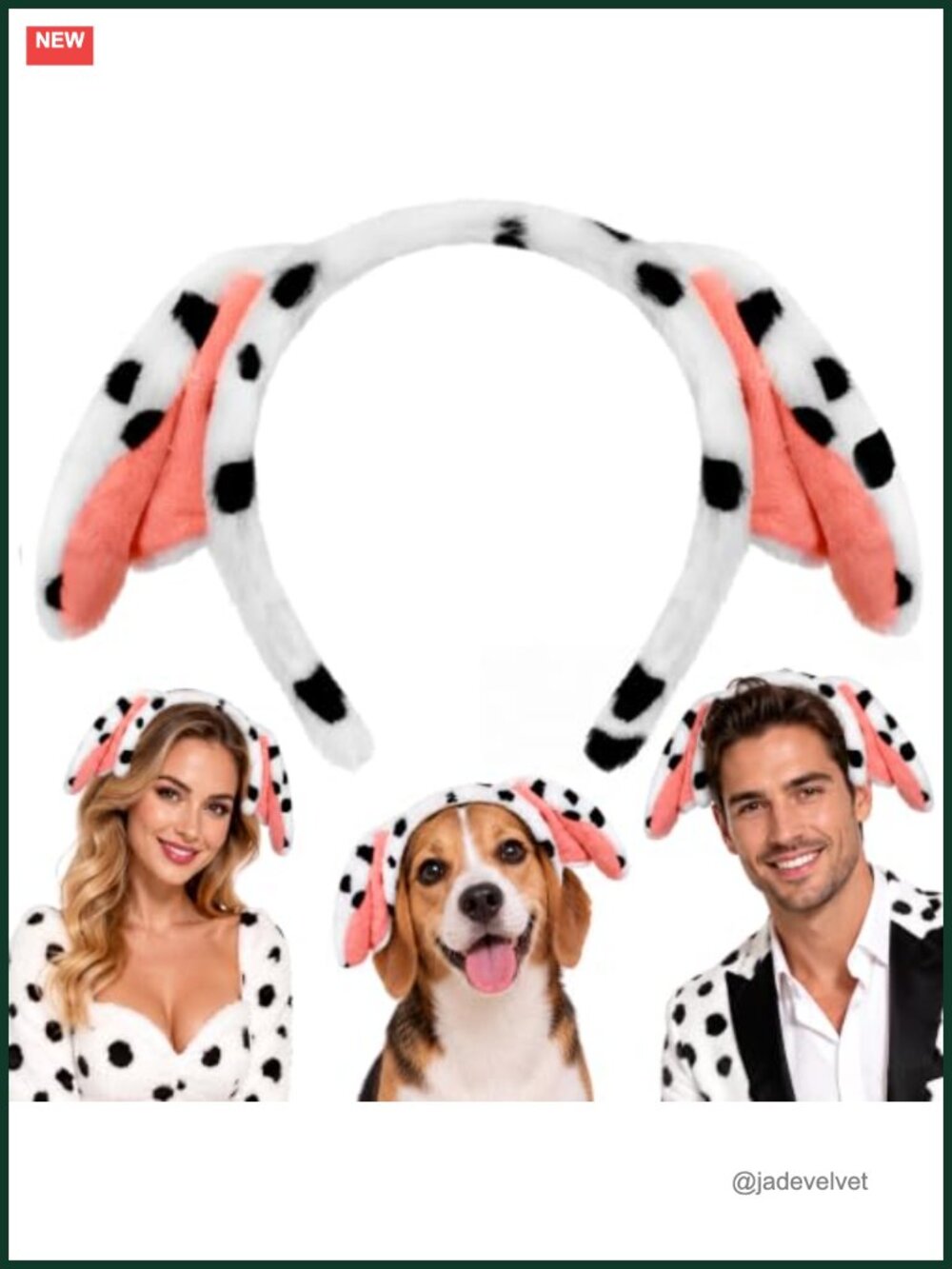 Dalmatian Dog Ears Headband Plush Floppy Adult Cosplay Hair Accessory